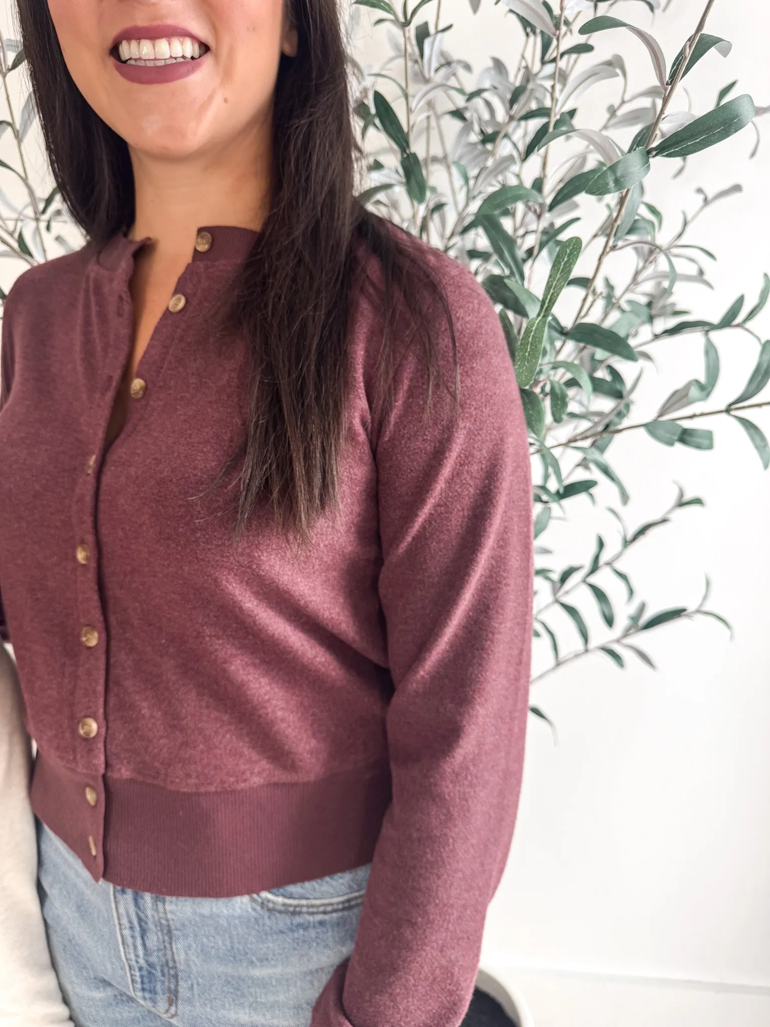 Monica Cardigan Heather Wine