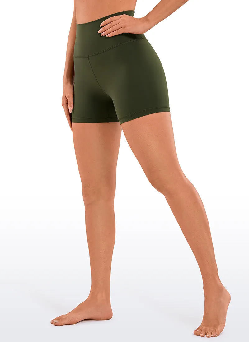 CRZ YOGA Women's Yoga High Rise Biker Shorts Nakedfeel Shorts 4'' Olive Green