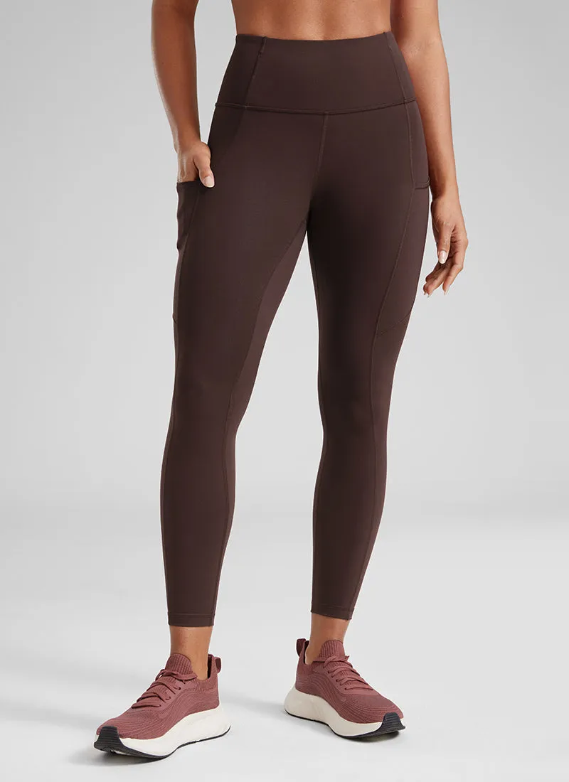 CRZ YOGA Women's Yoga Train High Rise Nakedfeel Pocket Leggings 25'' Hot Fudge Brown