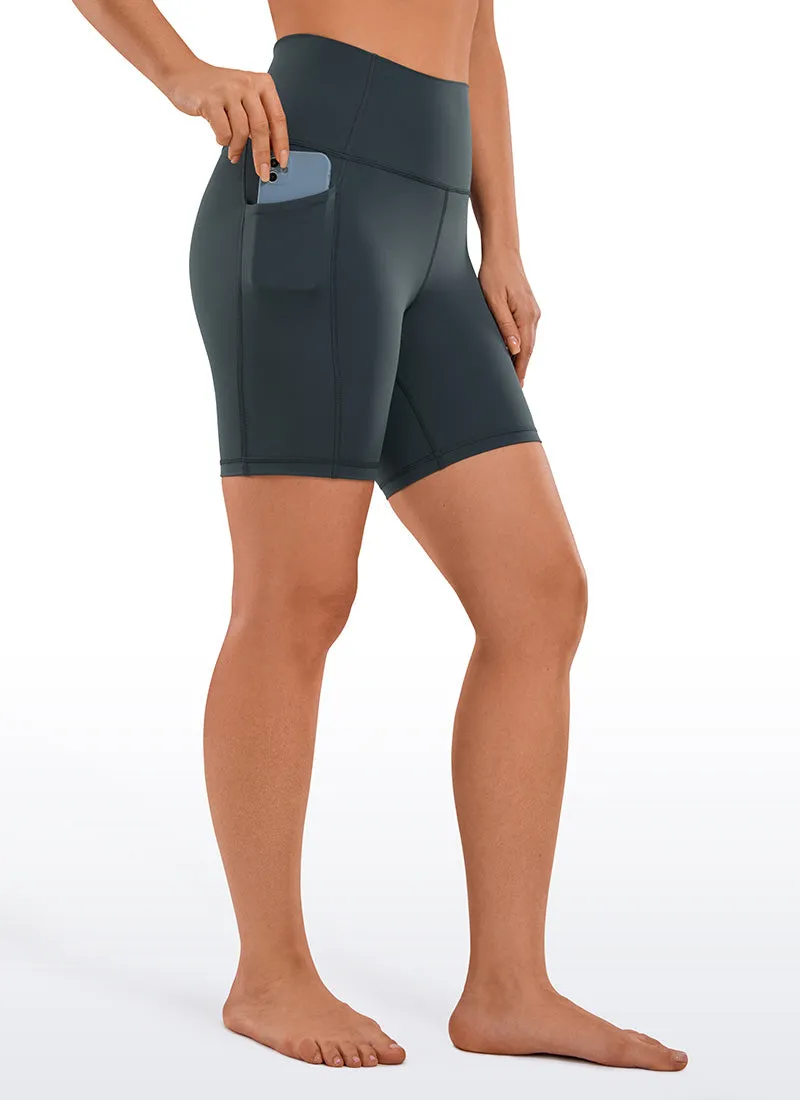 CRZ YOGA Women's Train High Rise Biker Nakedfeel Pocket Shorts 6'' Melanite