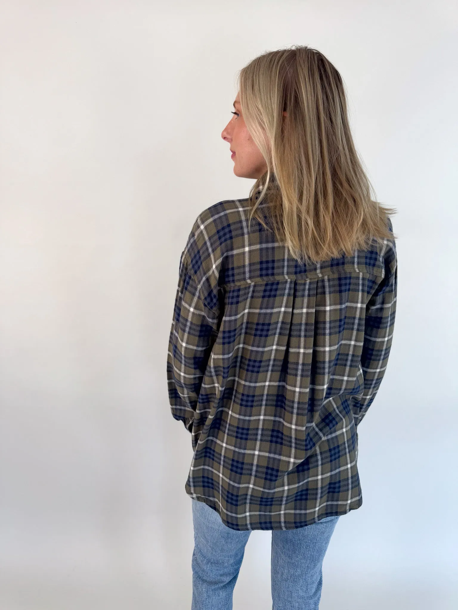 Olive Denim Button Up Flannel