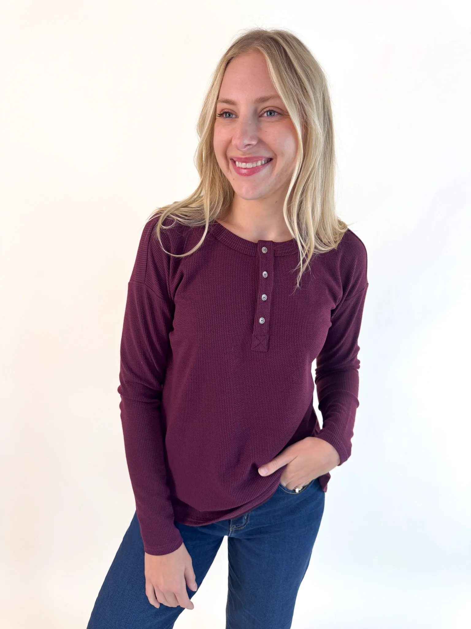 Perfect Plum Button Henley