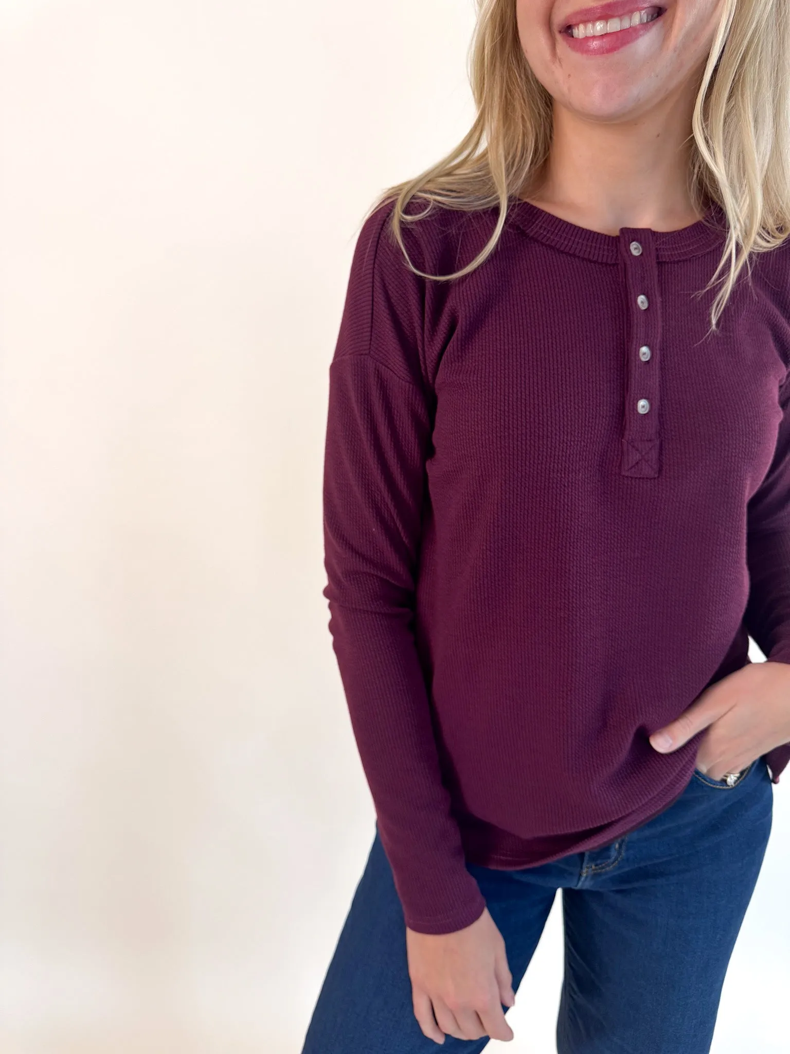 Perfect Plum Button Henley
