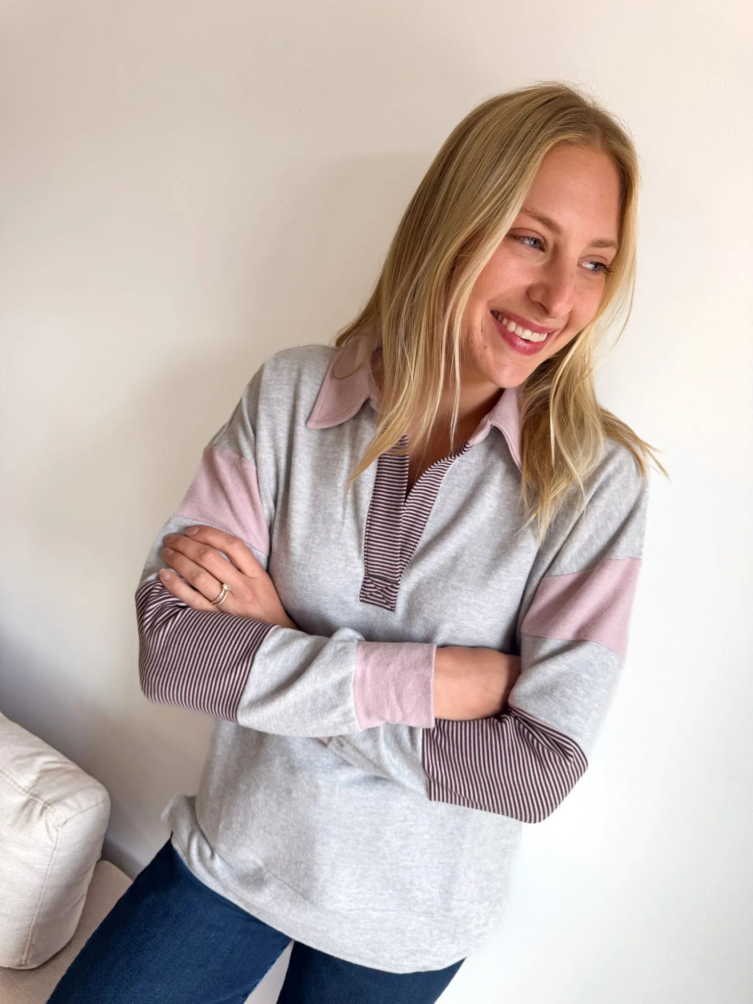 Phoebe Contrast Striped Pullover