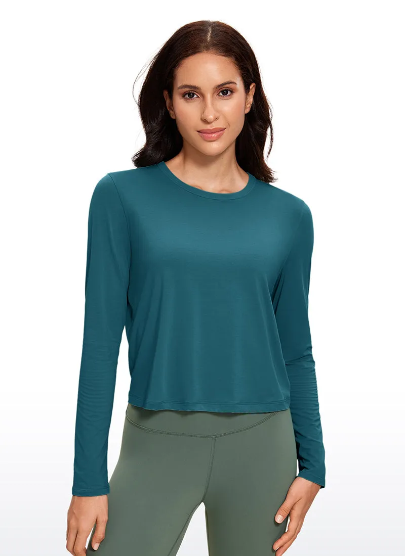 Pima Cotton Cropped Classic Fit Long Sleeve