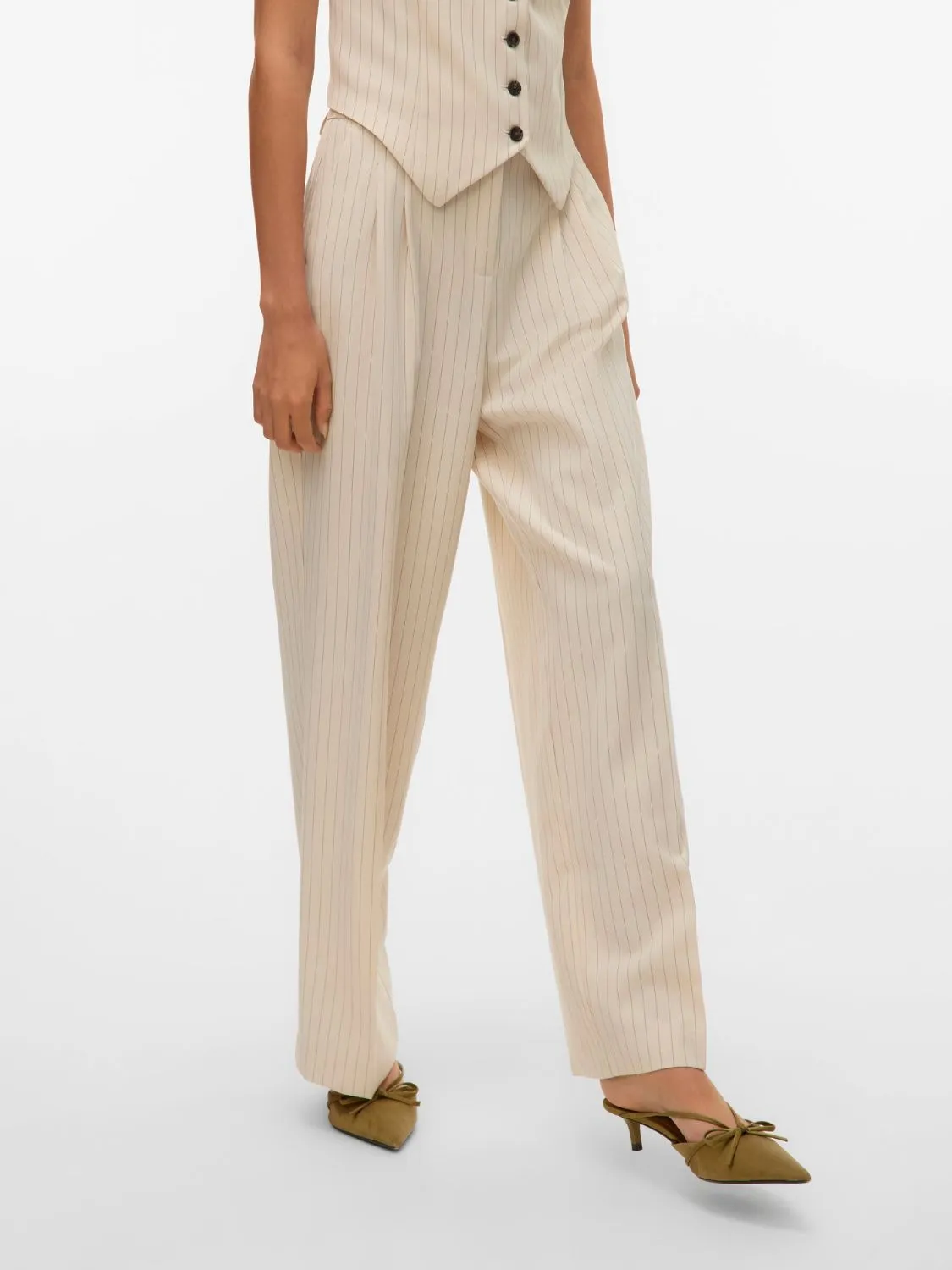 Pinstripe Wide Fit Tailored Pants
