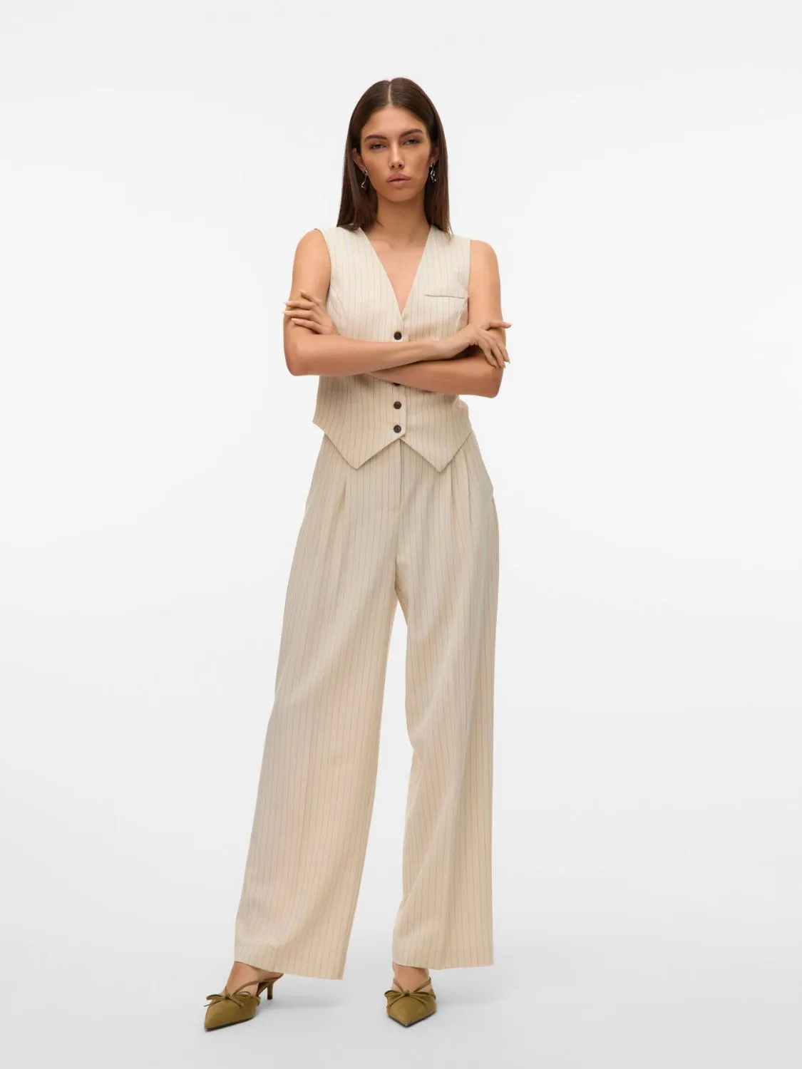 Pinstripe Wide Fit Tailored Pants