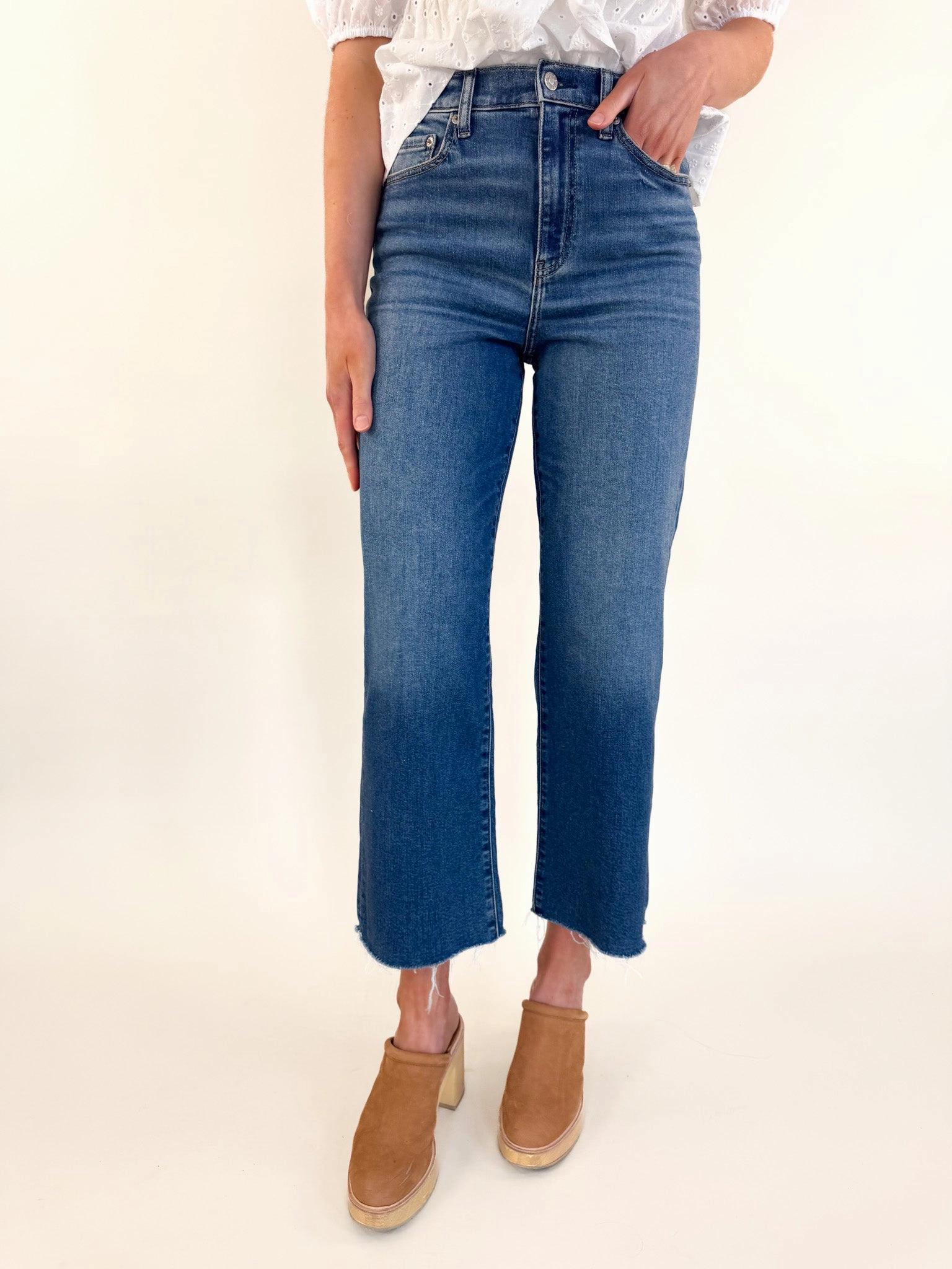 Pleaser Uptown High Rise Wide Ankle Denim