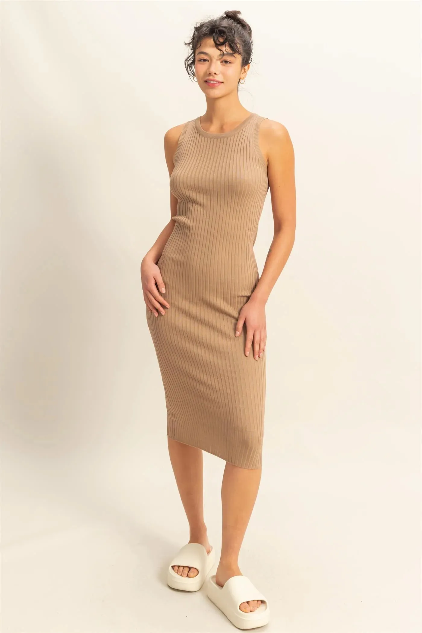 Ribbed Sleeveless Midi Dress