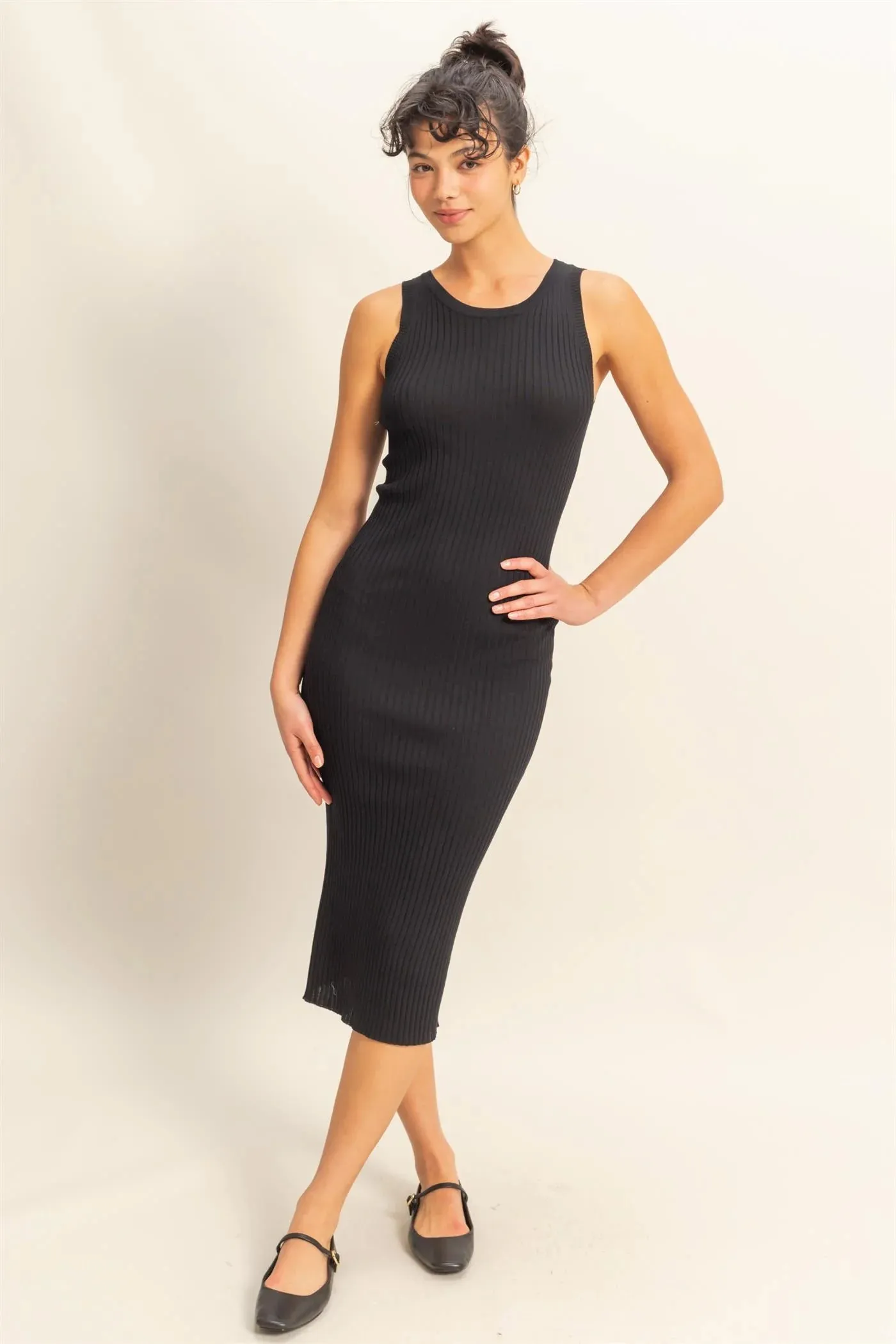 Ribbed Sleeveless Midi Dress