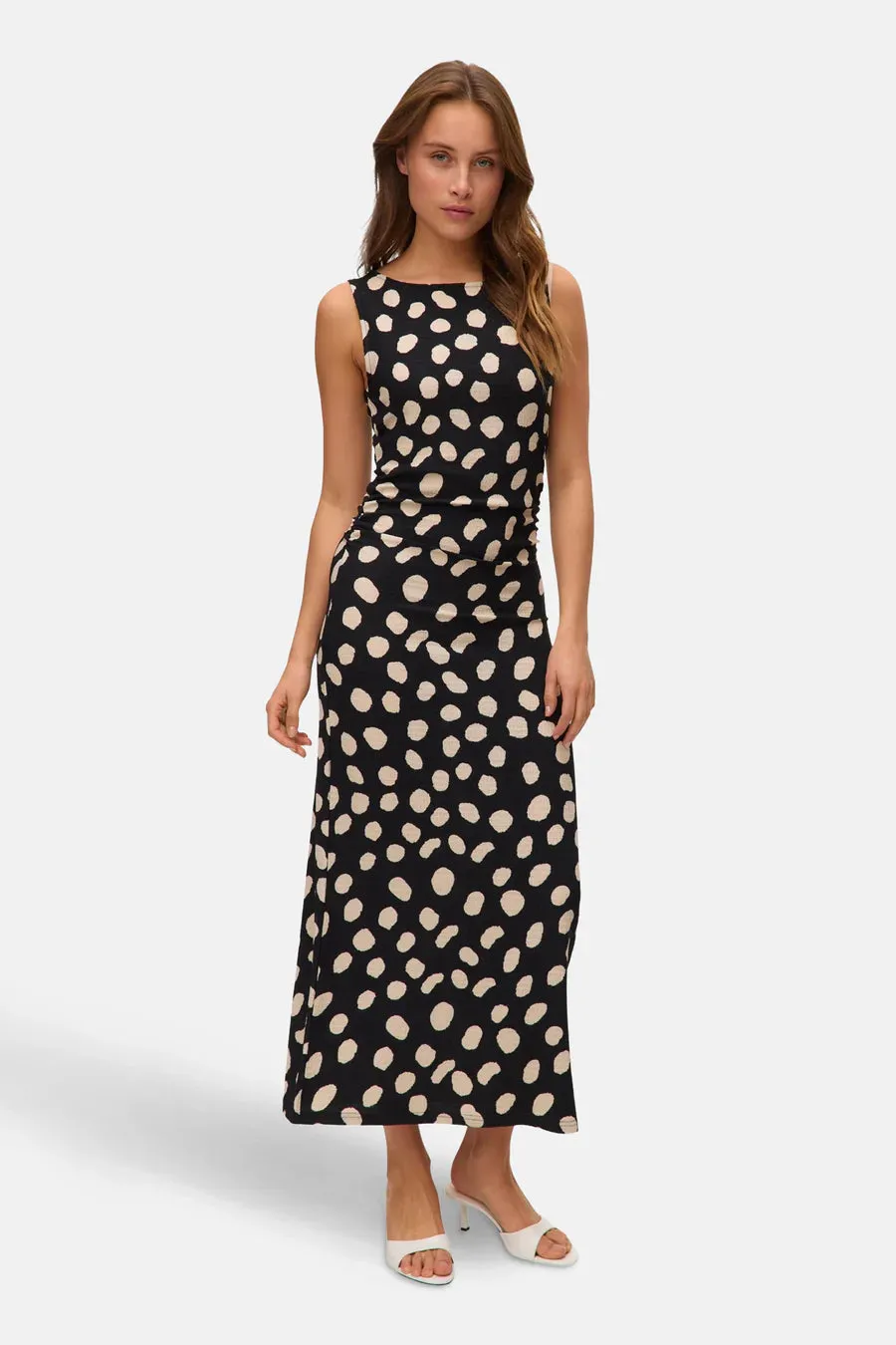 Ruched Polka Dot Dress