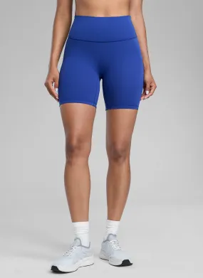 CRZ YOGA Butterlift Womens Scrunch Butt Biker Shorts 6'' No Front Seam Waves Blue