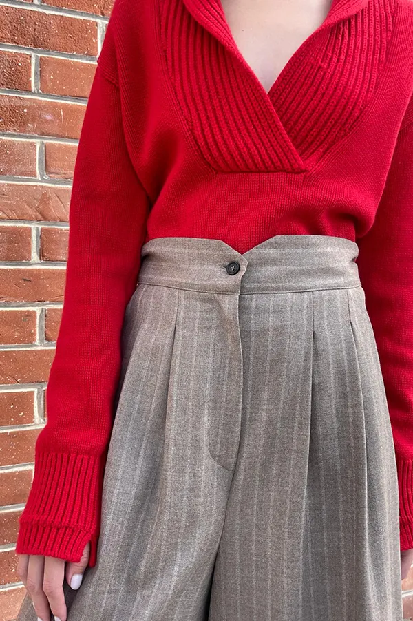 Shawl Collar Sweater in Red Lacquer