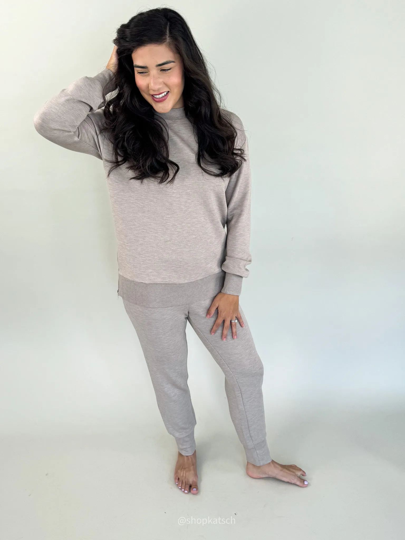 Slim Cuff Taupe Marl Pant