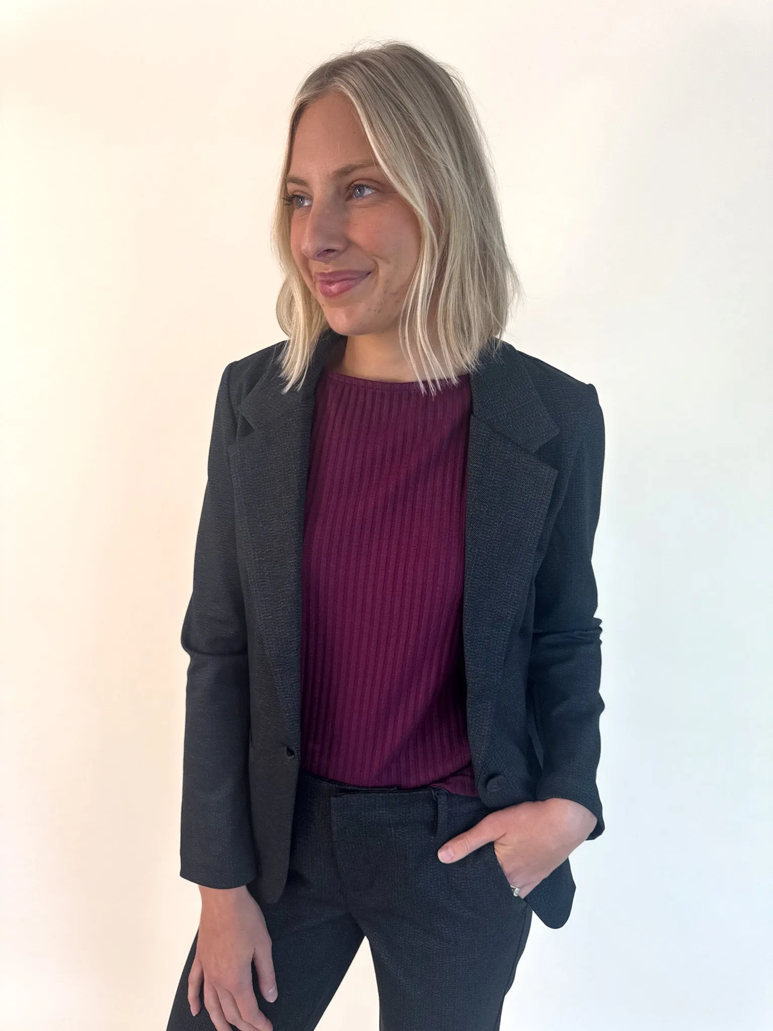 Smoky Charcoal Fitted Blazer