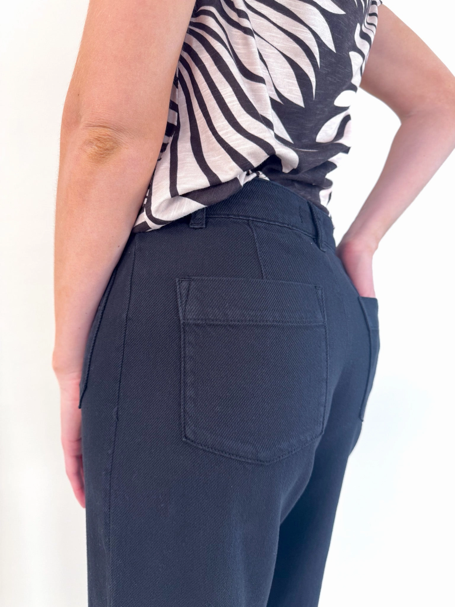 Soft Marine Black Wide Leg Crop Bottom