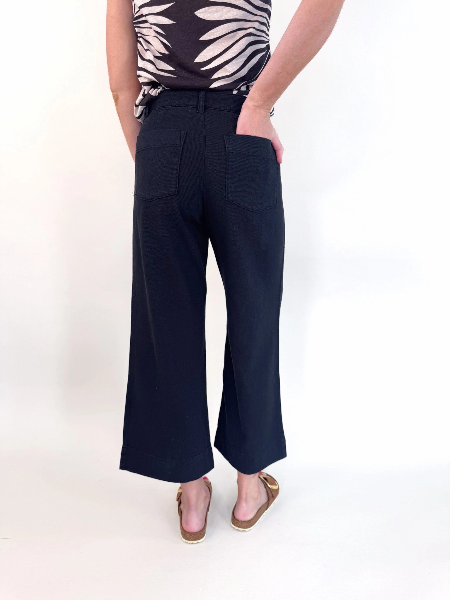 Soft Marine Black Wide Leg Crop Bottom