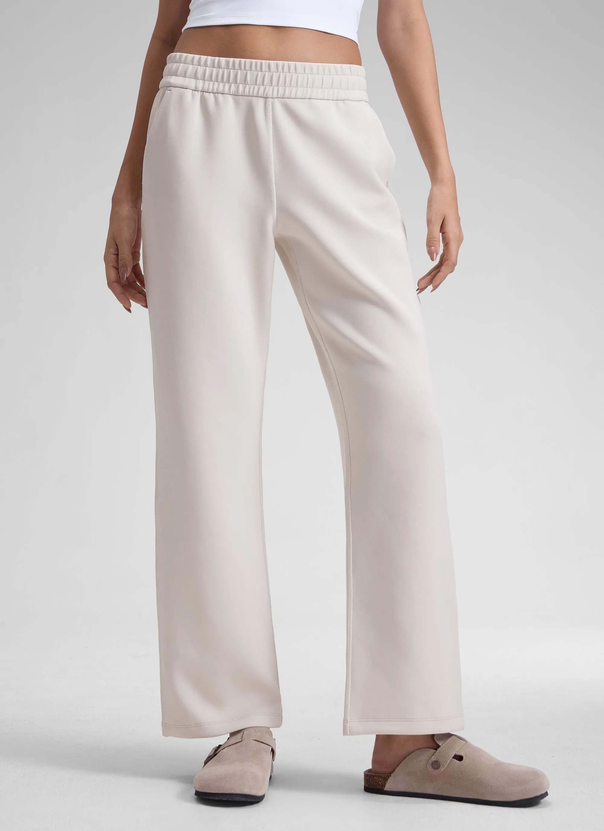 CRZ YOGA  Women's Casual SoftAura Modal High Rise Pocket Sweatpant 29" Milky White