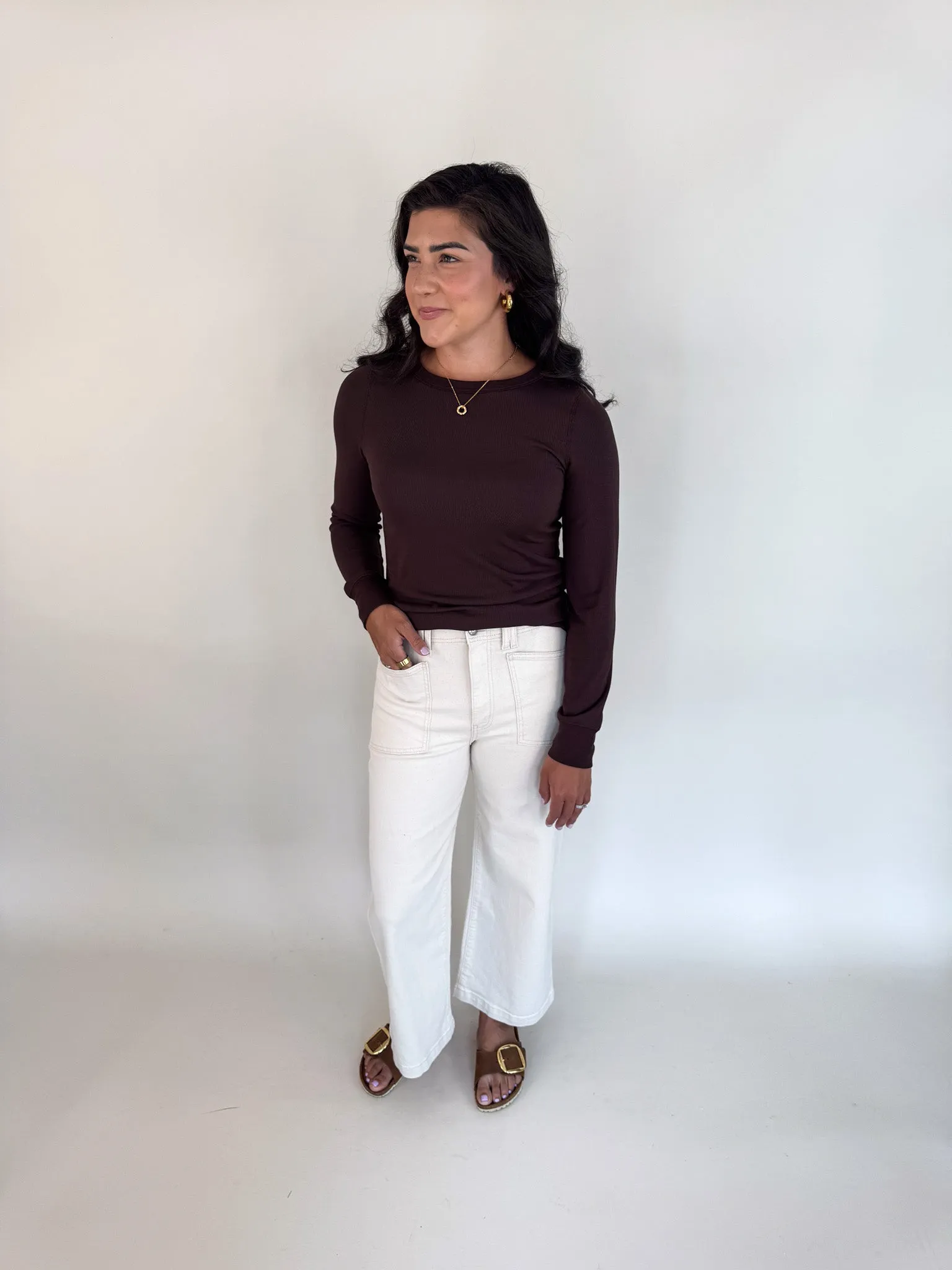 Stacy Long Sleeve Top Coffee Bean