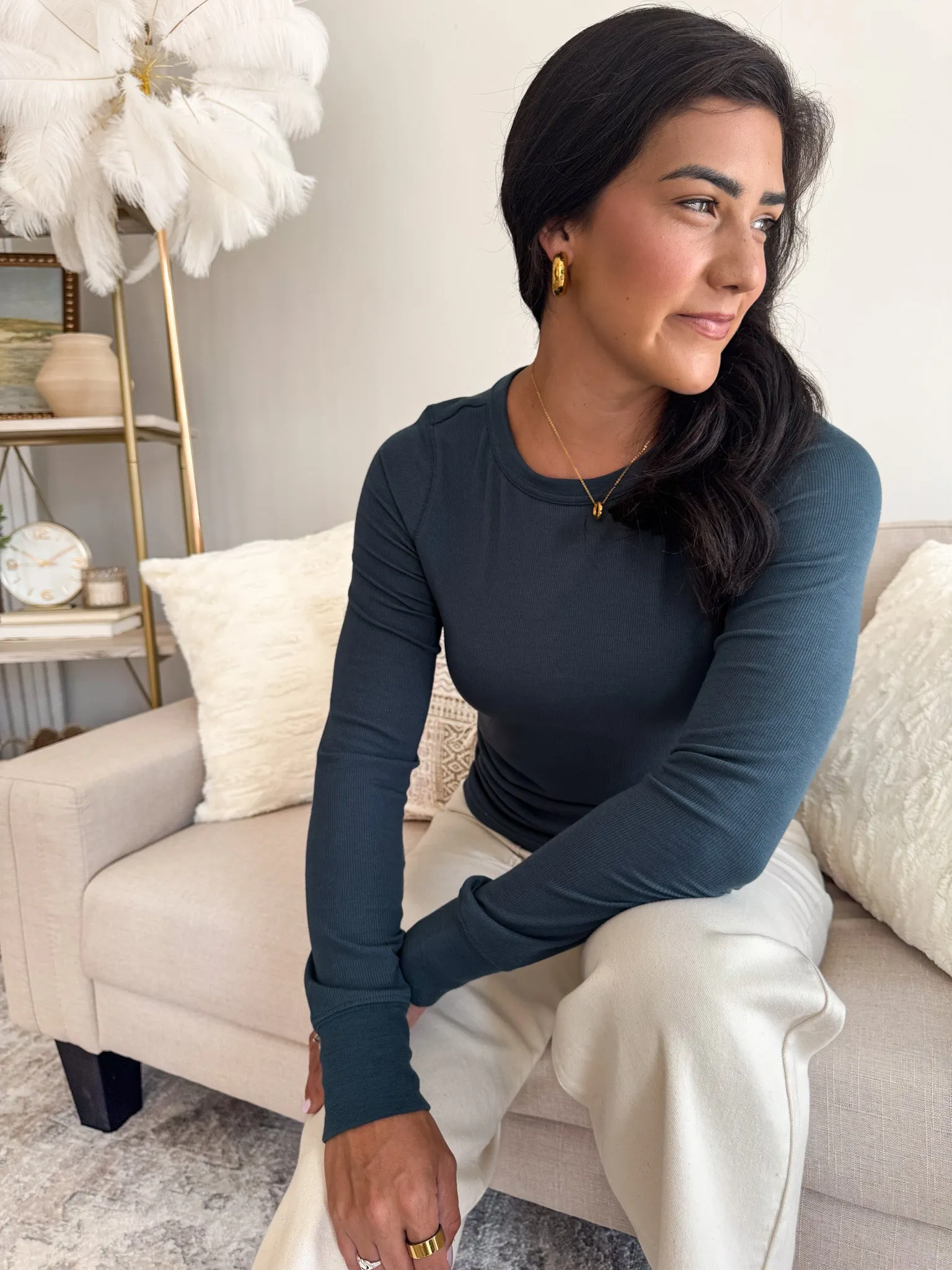 Stacy Long Sleeve Top Dark Spruce