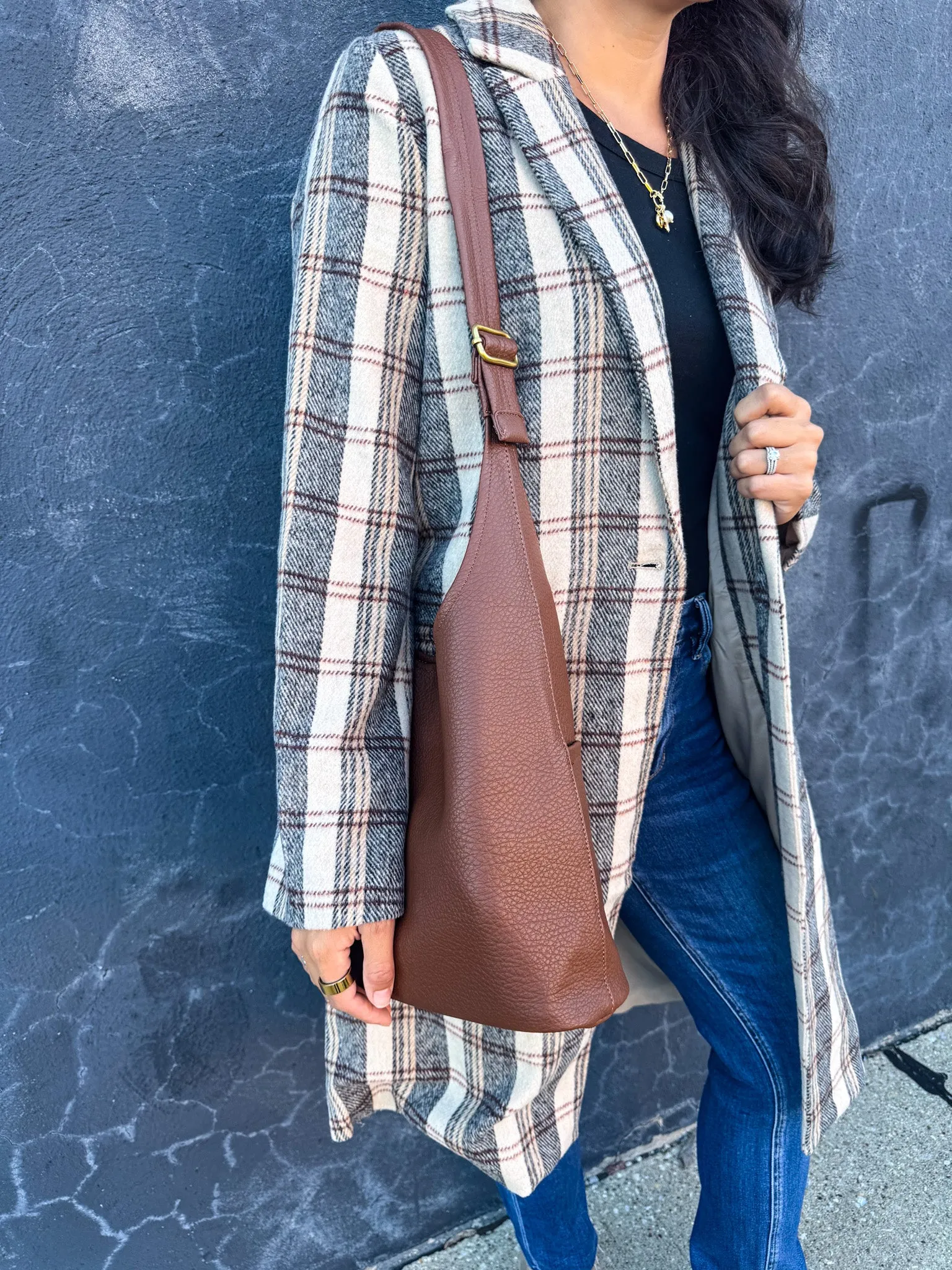 Steady Brushed Plaid Coat