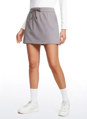 CRZ YOGA Women's Casual Golf Stretch High-Rise Drawstring Skirts 15" Dark Chrome