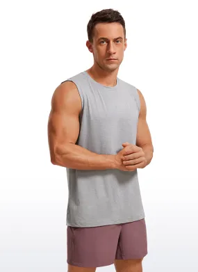 CRZ YOGA Men's Stretchy Workout Classic Fit Tank Tops Sleeveless Silver Mist