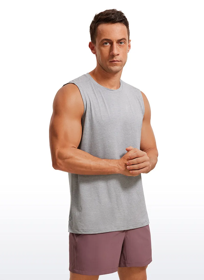 CRZ YOGA Men's Stretchy Workout Classic Fit Tank Tops Sleeveless Silver Mist