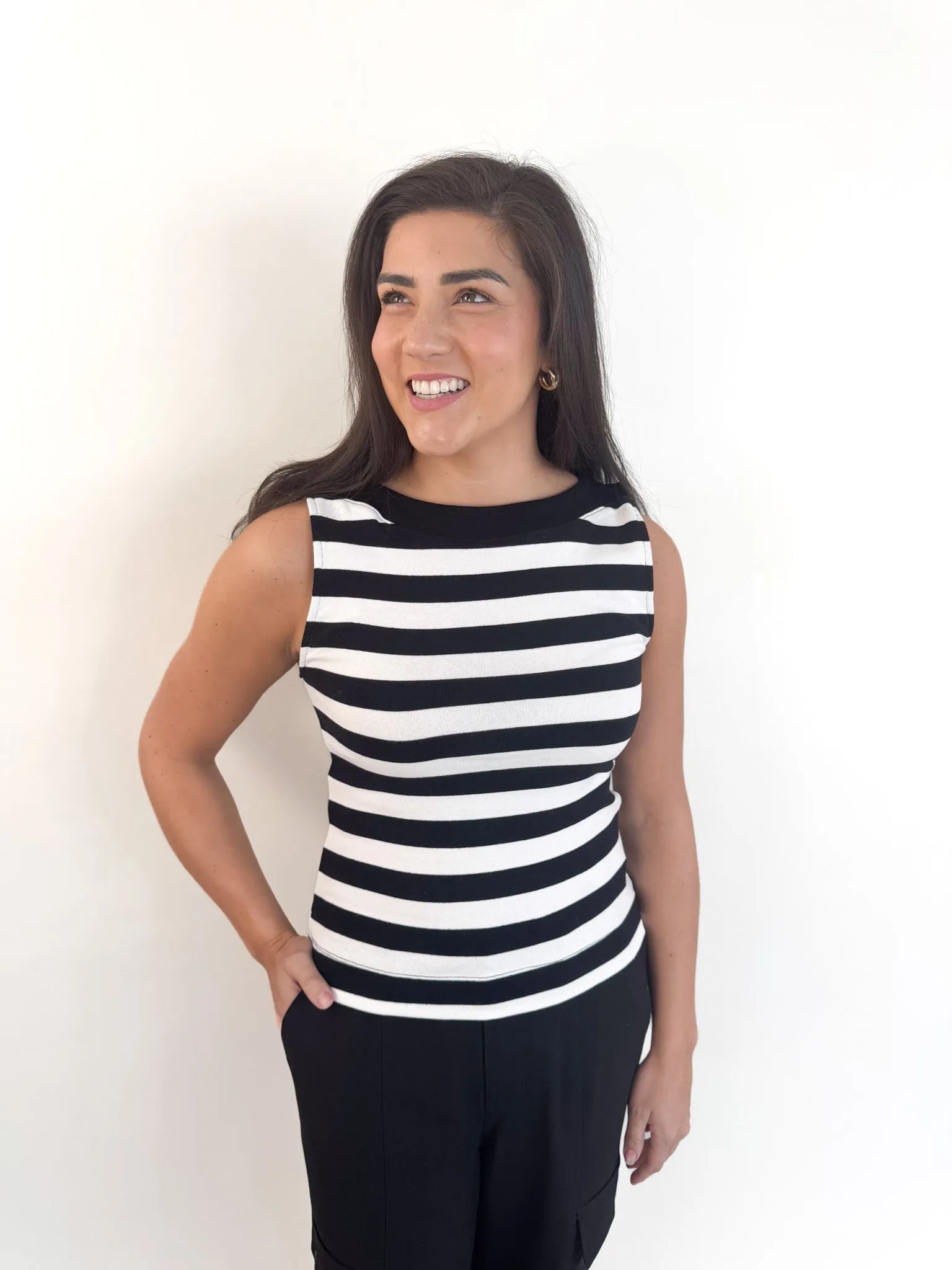 Sure Thing Boatneck Striped Tank