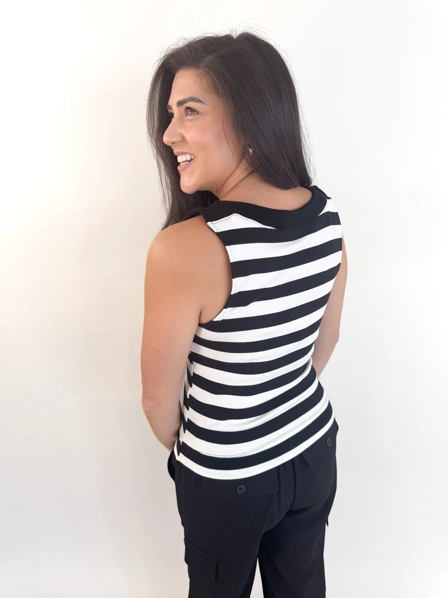 Sure Thing Boatneck Striped Tank