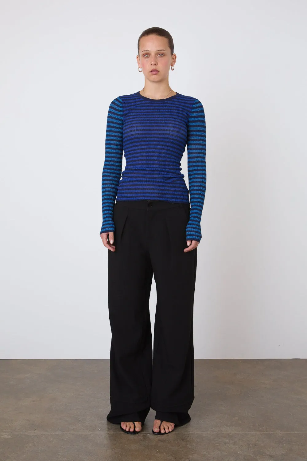 The Elise Stripe Long Sleeve Top, Navy Stripe