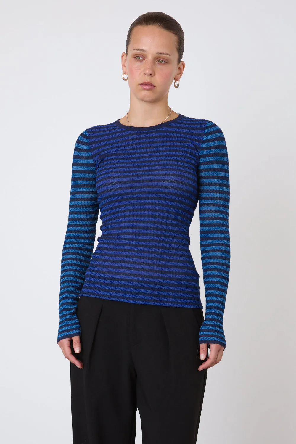 The Elise Stripe Long Sleeve Top, Navy Stripe