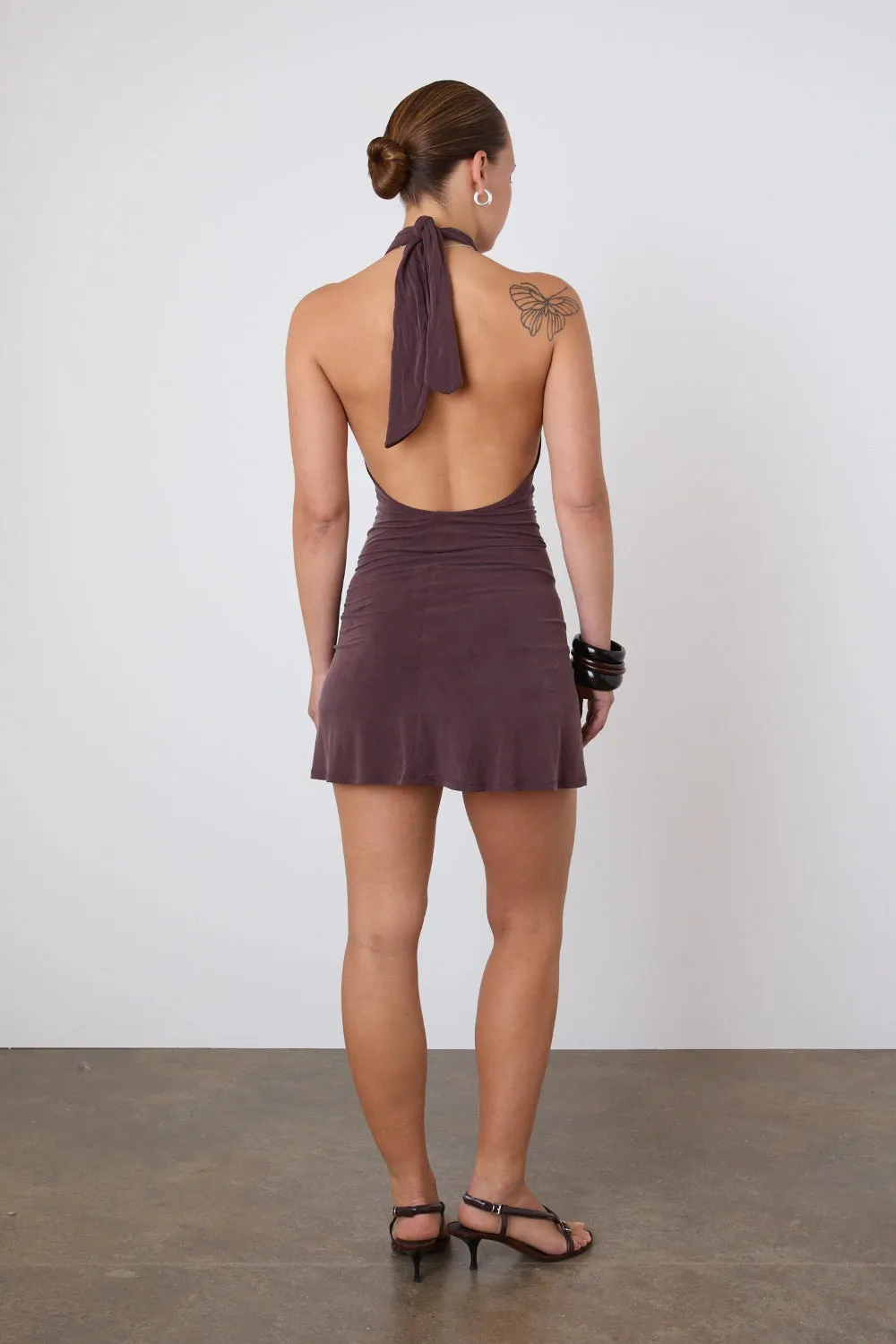 The Kylie Halter Knot Dress, Mahogany