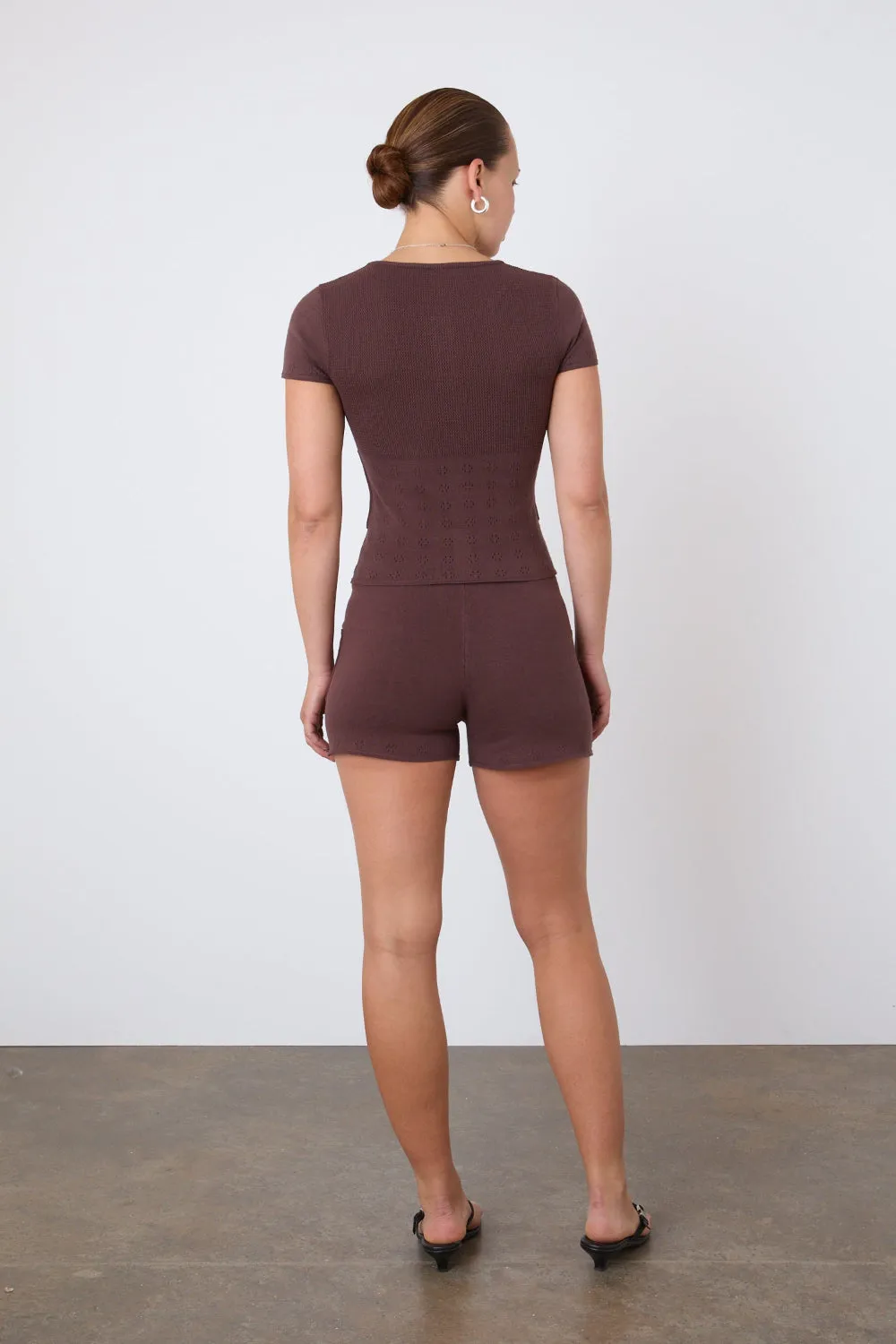 The Marie Knit Polo Top, Chocolate