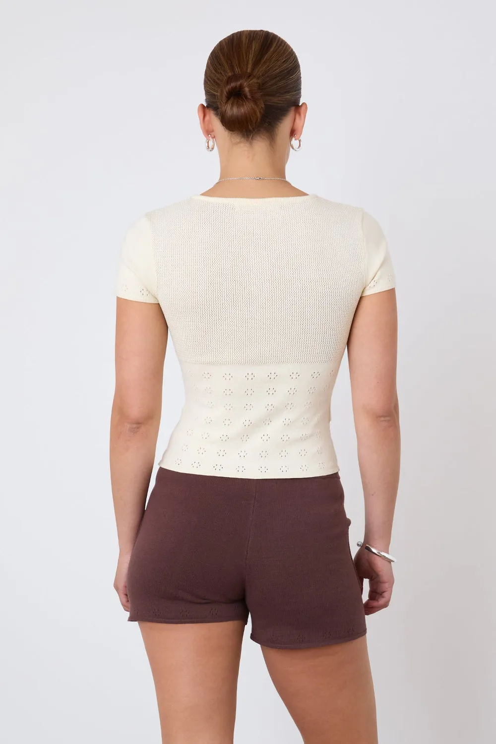 The Marie Knit Polo Top, Cream
