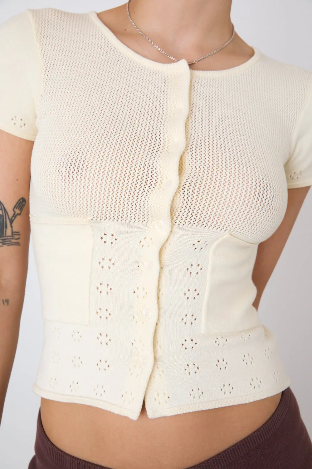 The Marie Knit Polo Top, Cream