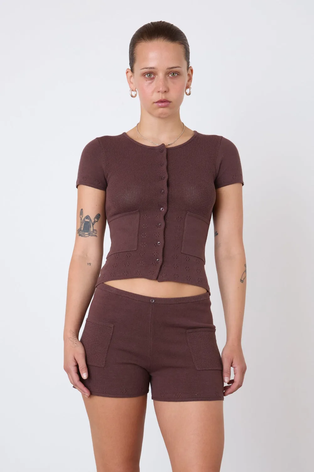 The Marie Knit Shorts, Chocolate