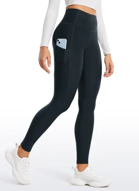 CRZ YOGA Women's High Rise Thermal Fleece Lined Pocket Leggings 28'' True Navy