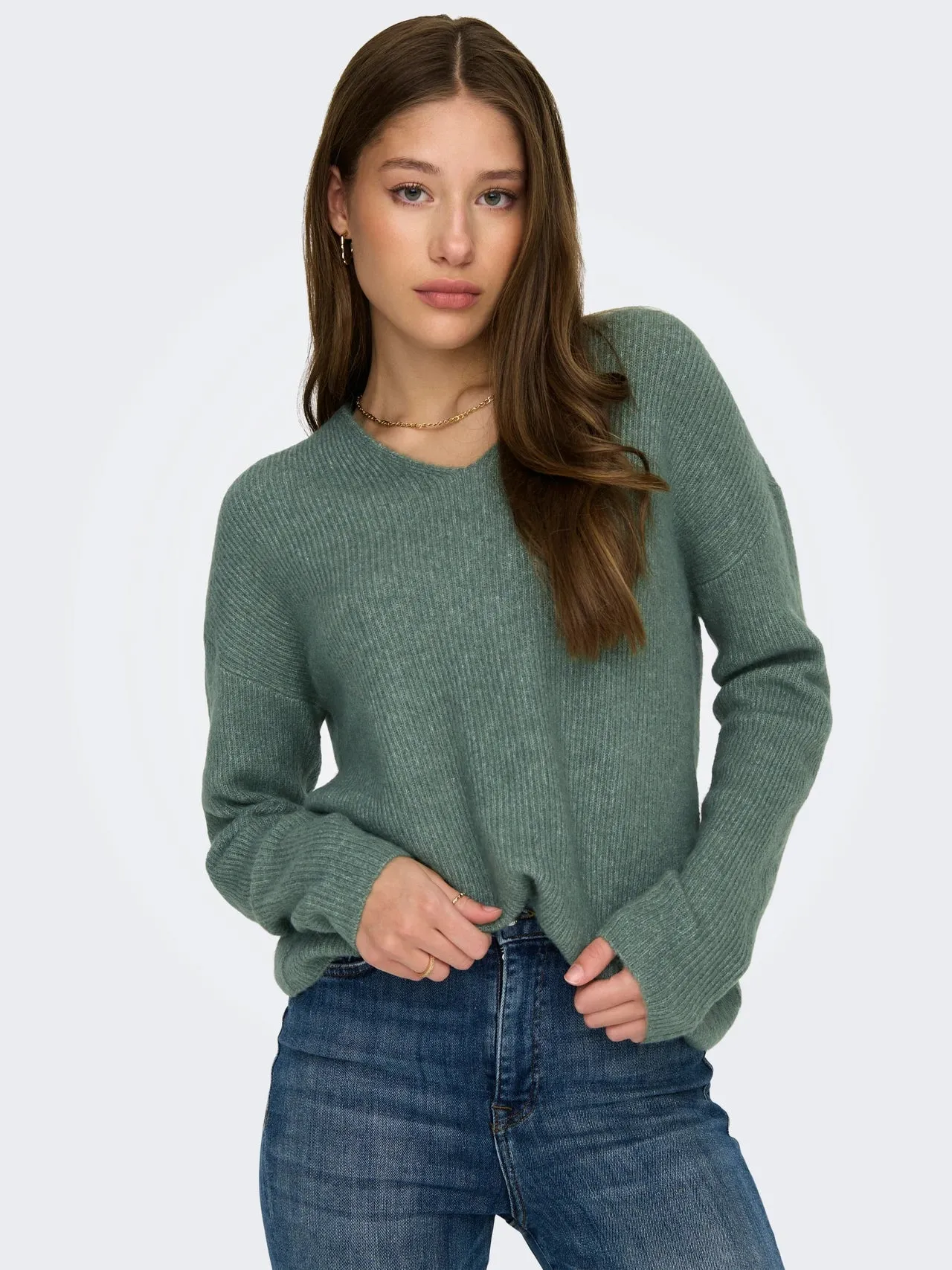 V-neck Dropped Shoulder Sweater