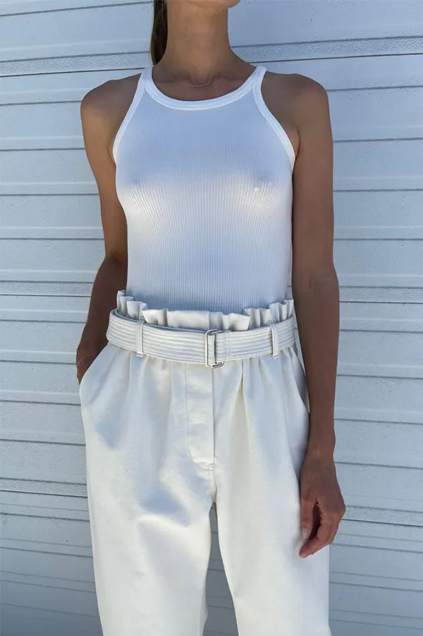 White Vintage Ribbed Tank