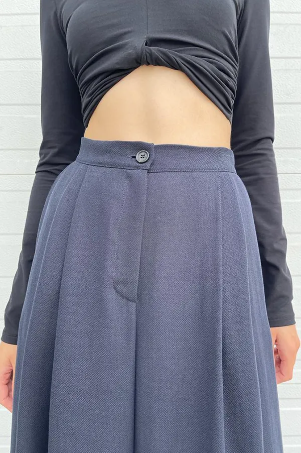 Wide Leg Linen Pants in Navy