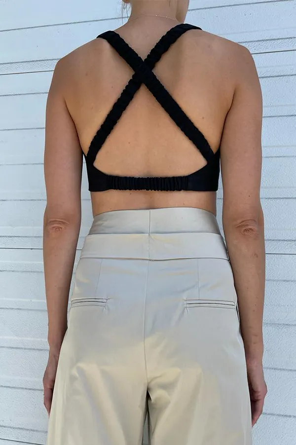 Wide Leg Pant with Belt in Cream