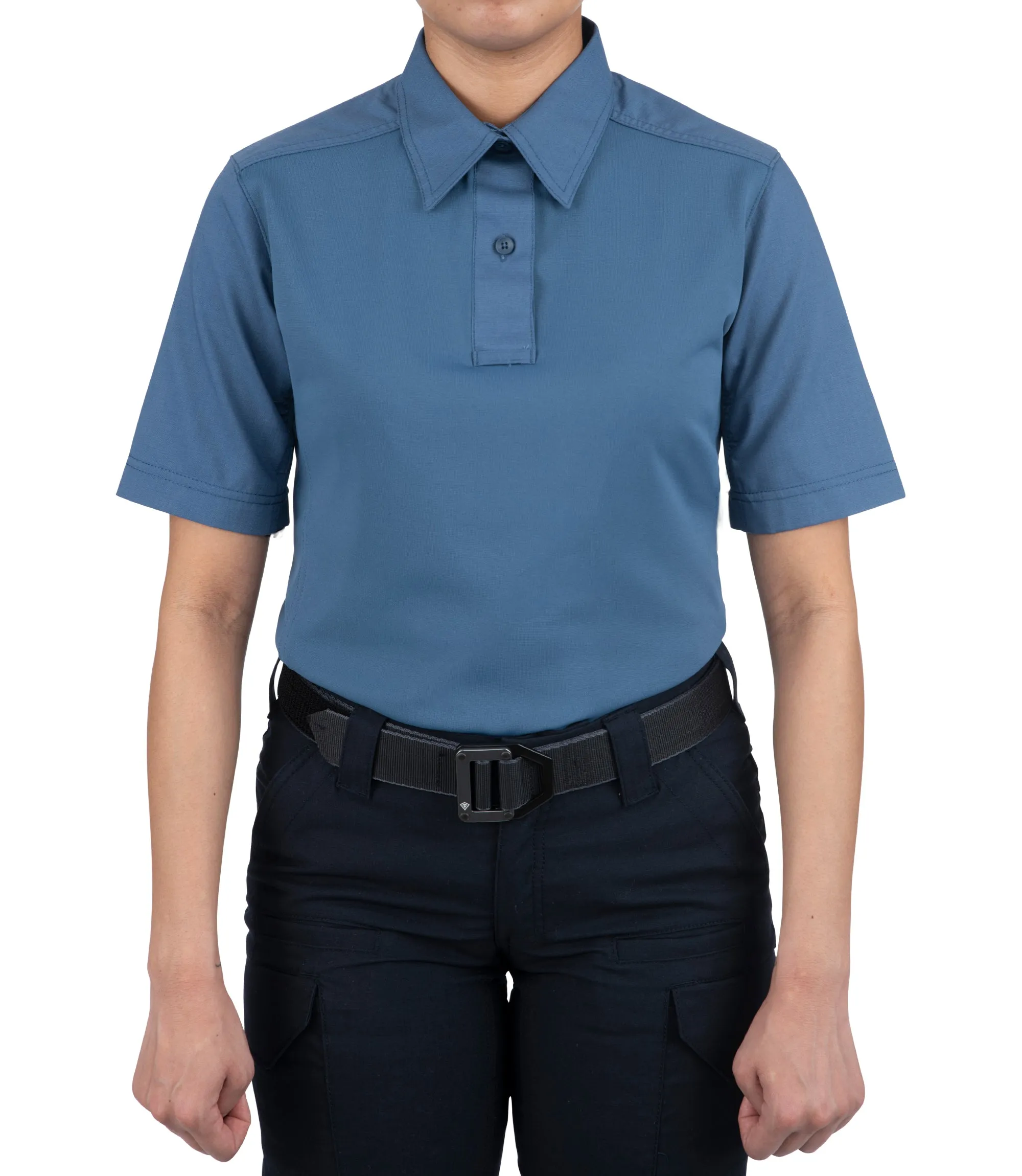 Front of Women's V2 Pro Performance Short Sleeve Shirt in French Blue |color_french blue